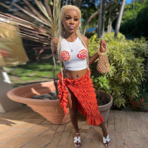 Round neck floral print with exposed navel sexy spicy girl vest Round neck floral print with exposed navel sexy spicy girl vest