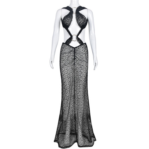 Perspective Backless Steel Ring Temperament Fashion Dress