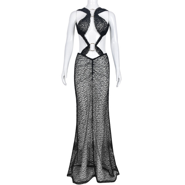 Perspective Backless Steel Ring Temperament Fashion Dress