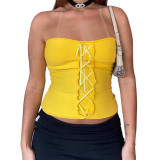 Naked navel short bra T-shirt for women with tight straps top