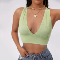 Sports Slim Fit Solid V-Neck Top Strap Versatile Backless Tank Top Sports Slim Fit Solid V-Neck Top Strap Versatile Backless Tank Top