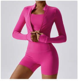 Outdoor Sports Tight Yoga Suit Set Fitness Suit Shockproof High Waist Yoga Suit Three Piece Set