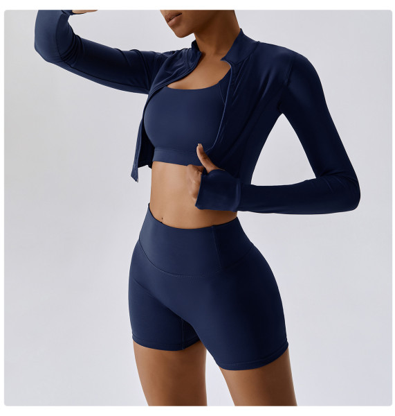 Outdoor Sports Tight Yoga Suit Set Fitness Suit Shockproof High Waist Yoga Suit Three Piece Set