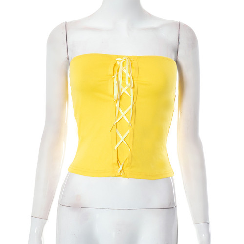 Naked navel short bra T-shirt for women with tight straps top