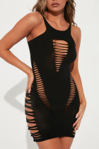 Women's Fun Hollow Out Perspective Mesh Sexy Sleeveless Dress Women's Fun Hollow Out Perspective Mesh Sexy Sleeveless Dress