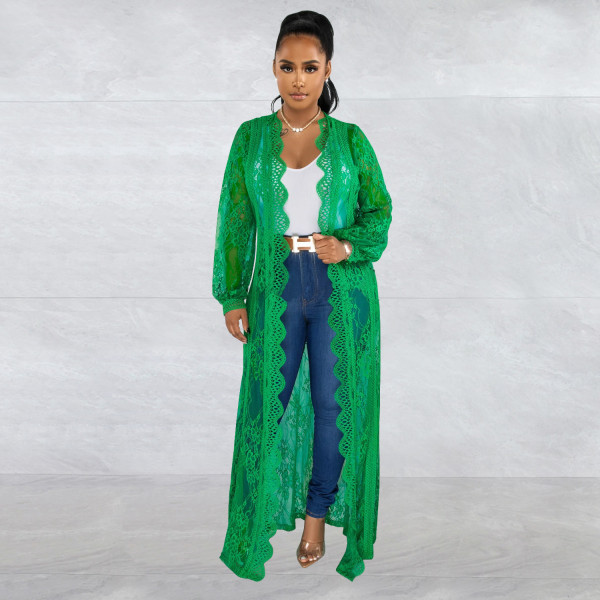 Fashionable women's wave lace loose top with lace