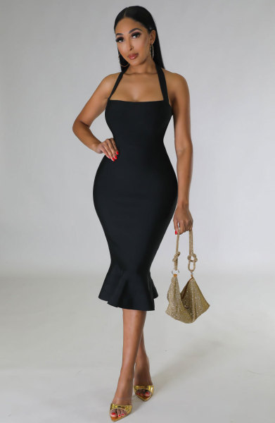 Minimalist style hanging neck skirt