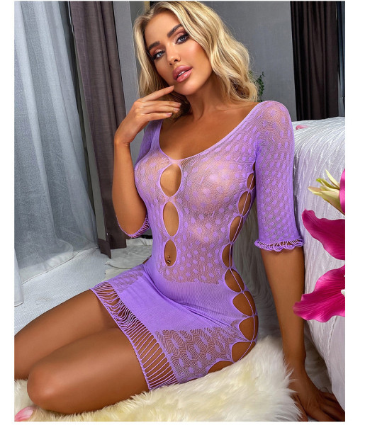 Hollow out Fun Network Clothes Perspective Sexy Dot Dress
