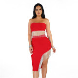 Women's Set New Sexy Nightclub Zipper Bra Irregular Skirt