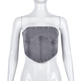 One line collar wrapped chest vest street sexy off shoulder top