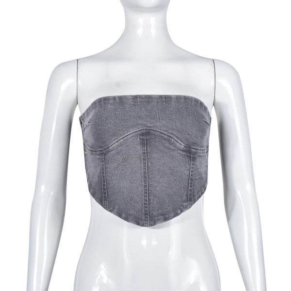 One line collar wrapped chest vest street sexy off shoulder top