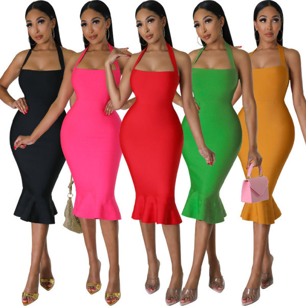 Minimalist style hanging neck skirt