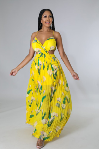 Colorful Printed Temperament Commuter Strap Dress