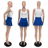 Fashionable solid color short pleated skirt