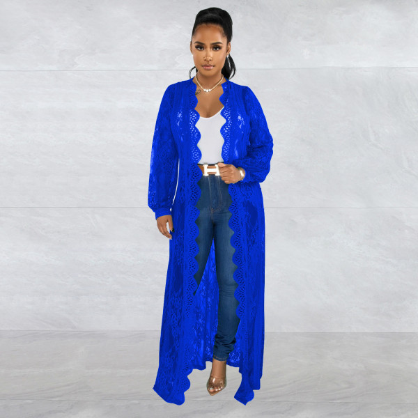 Fashionable women's wave lace loose top with lace