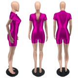 Sequin knit zipper jumpsuit