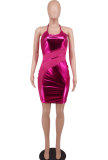 Sleeveless suspender dress with waist up skirt