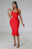 Minimalist style hanging neck skirt