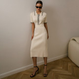 Polo neck pit stripe dress with contrasting edges
