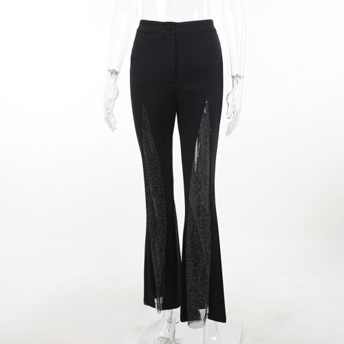 Flashy Design Sensory Spicy Girl Sexy Perspective Slim Fit Pants