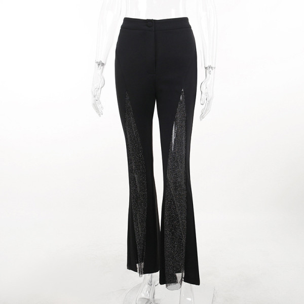 Flashy Design Sensory Spicy Girl Sexy Perspective Slim Fit Pants