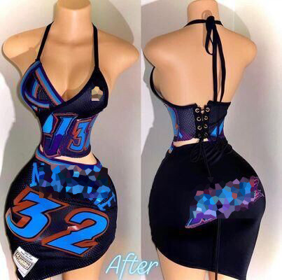 Women's sexy pattern printed dress set D9378