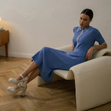 Polo neck pit stripe dress with contrasting edges