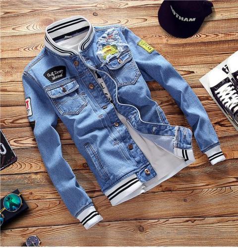 Denim jacket Trendy brand large men's stand collar top Jean jacket