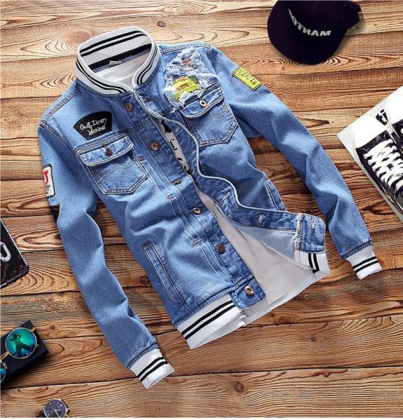 Denim jacket Trendy brand large men's stand collar top Jean jacket