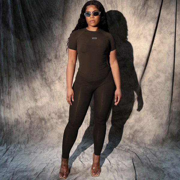 Fashion short sleeved top slimming yoga set