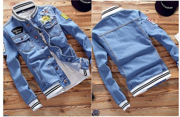 Denim jacket Trendy brand large men's stand collar top Jean jacket