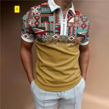POLO shirt zipper plaid men's T-shirt top
