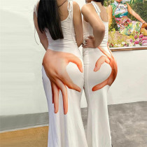 Fashionable and personalized 3D printing sexy backless U-neck tie up slim fitting dress