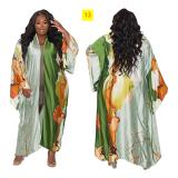 Simulated Silk Multi Print Coat Casual Windbreaker