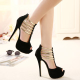 Large Heel Metal Sandals Fish Mouth Waterproof Platform Nightclub Stiletto Heels