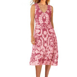 New Women's Ethnic Style Loose Print Tank Top Dress