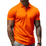 Men's Polo Neck Short Sleeve T-shirt Polo Shirt Men's Enlarged Loose Collar Solid Color T-shirt