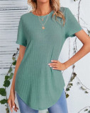 New women's back single breasted casual loose fitting T-shirt