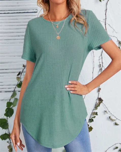 New women's back single breasted casual loose fitting T-shirt