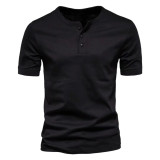 Henry round neck short sleeve T-shirt men's slim solid Sportswear