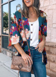 New Printed Ice Silk Wrinkle Ball Fashion Coat Top