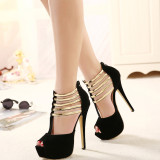 Large Heel Metal Sandals Fish Mouth Waterproof Platform Nightclub Stiletto Heels