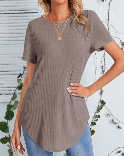 New women's back single breasted casual loose fitting T-shirt