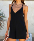 Summer New Style Sling Adjustable Pocket Casual Loose One Piece Shorts