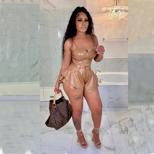 Sexy PU Leather Fashion Set