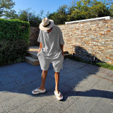 Summer short sleeved T lapel OLO shirt short sleeved shorts loose towel cloth casual set