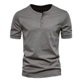 Henry round neck short sleeve T-shirt men's slim solid Sportswear