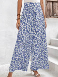 New women's small floral loose fitting casual waistband pants