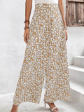 New women's small floral loose fitting casual waistband pants