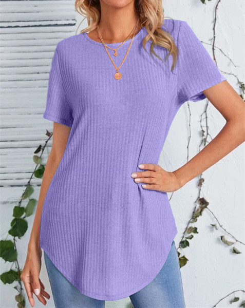 New women's back single breasted casual loose fitting T-shirt